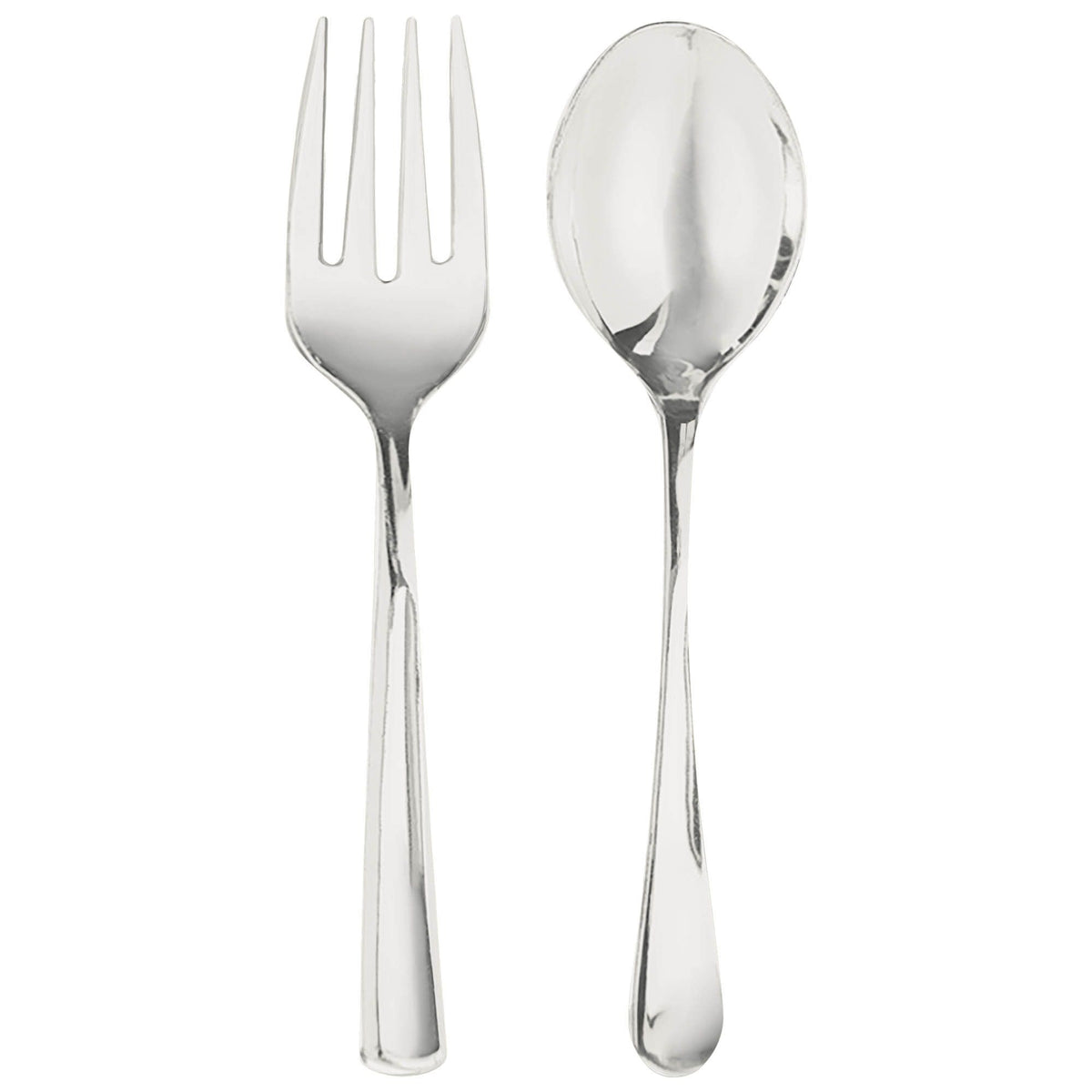 Elegant Silver Serving Spoon and Fork Set - Pack of 6