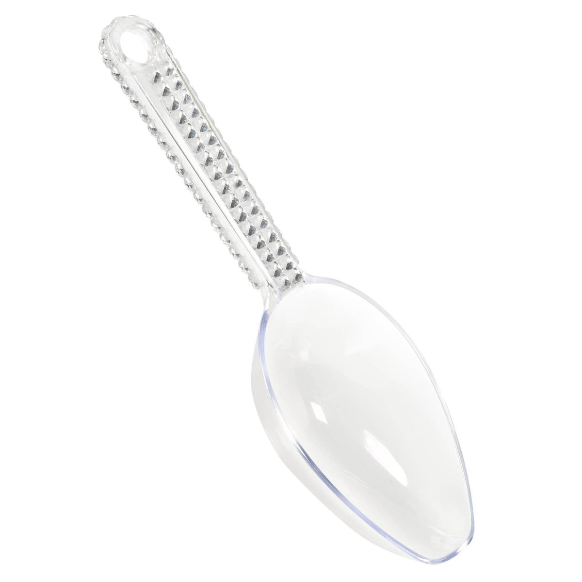 Plastic Reusable Rhinestone Candy Scoop, Clear/Silver, 6.5 inch - Pack of 18