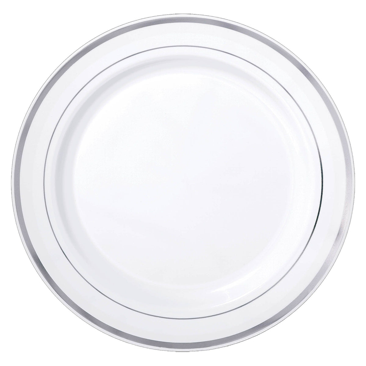 Round Bordered Trimmed Plastic Reusable Dinner Plates, Assorted Colours, 12-in, 10-pk