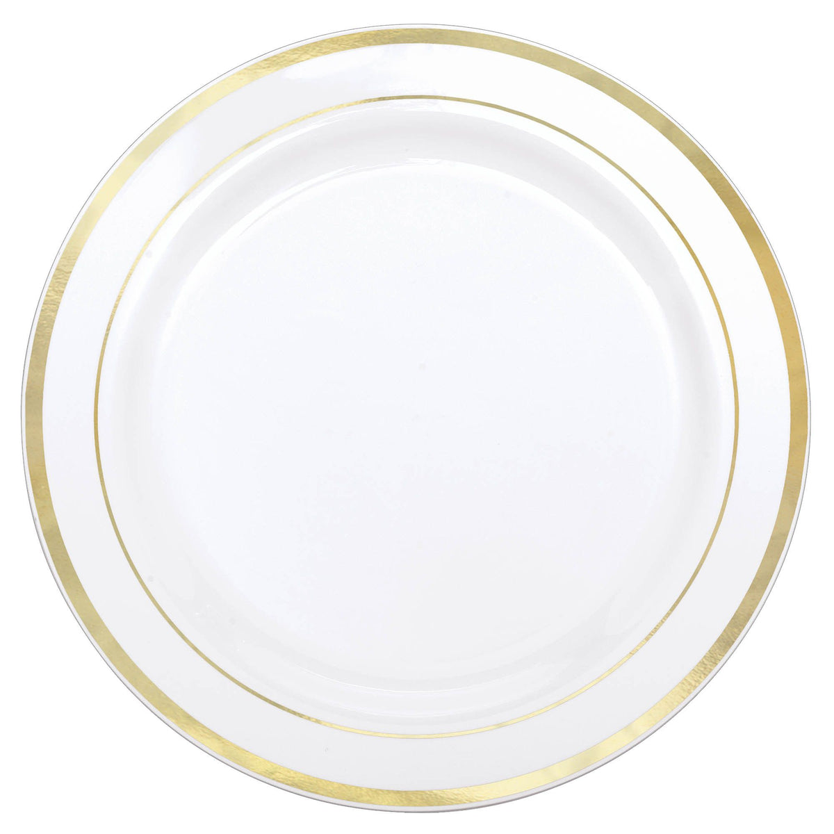 Round Bordered Trimmed Plastic Reusable Dinner Plates, Assorted Colours, 12-in, 10-pk | Case of 6