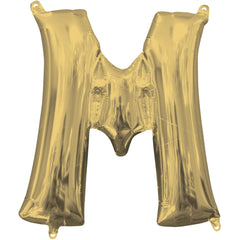 Gold Metallic Letter M Foil Balloon - Pack of 5