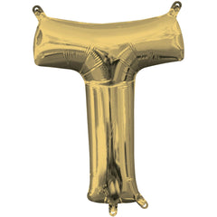Metallic Gold Letter "T" Foil Balloon - Pack of 5