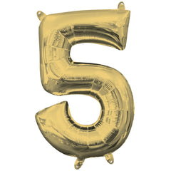 Metallic Gold Number 5 Foil Balloon - Pack of 5