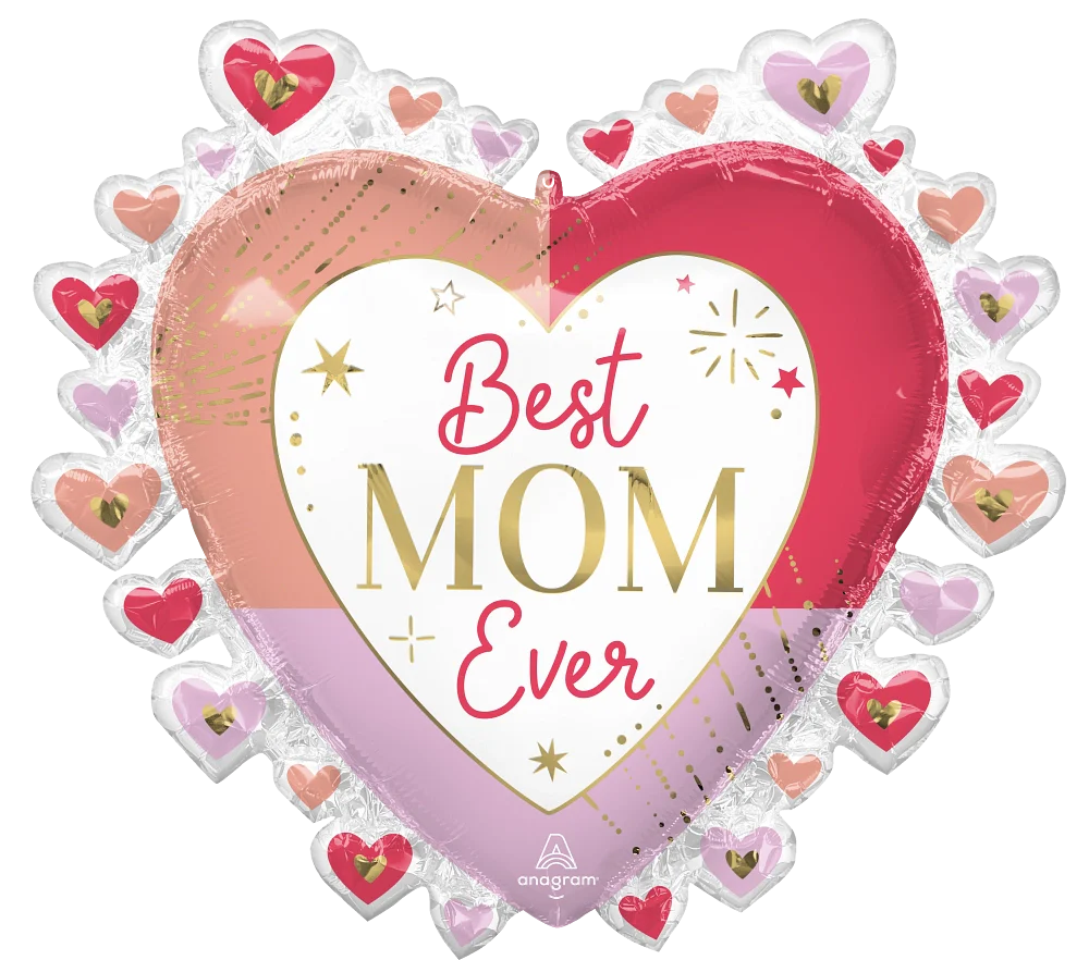 Colorful Best Mom Ever Metallic Balloon - Pack of 10
