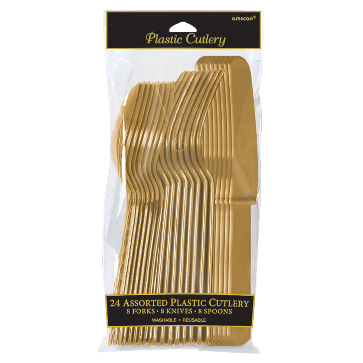 Gold Assorted Plastic Cutlery Set - 24 Pieces - Case of 96