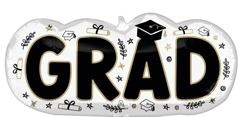 Graduation Metallic Foil Super Shape Balloon - Pack of 2