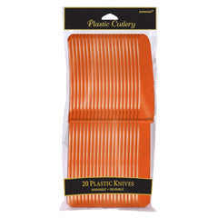 Orange Plastic Knives - Pack of 20 - Pack of 5