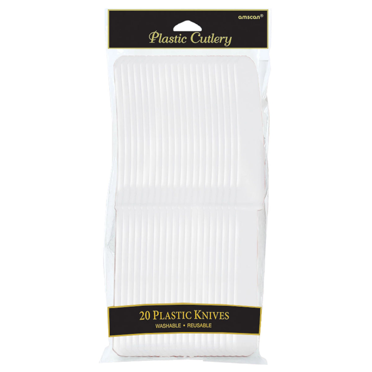 Frosty White Economy Plastic Knives - Pack of 20 - Pack of 5