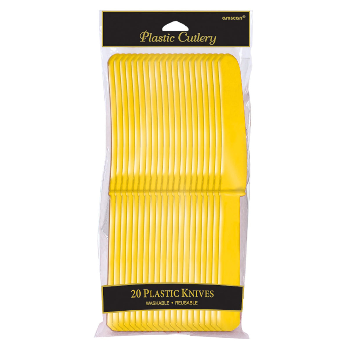 Yellow Sunshine Plastic Knives - 20 Pack - Case of 72