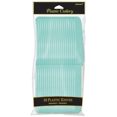 Robin's Egg Blue Economy Plastic Knives - Pack of 20 - Pack of 12