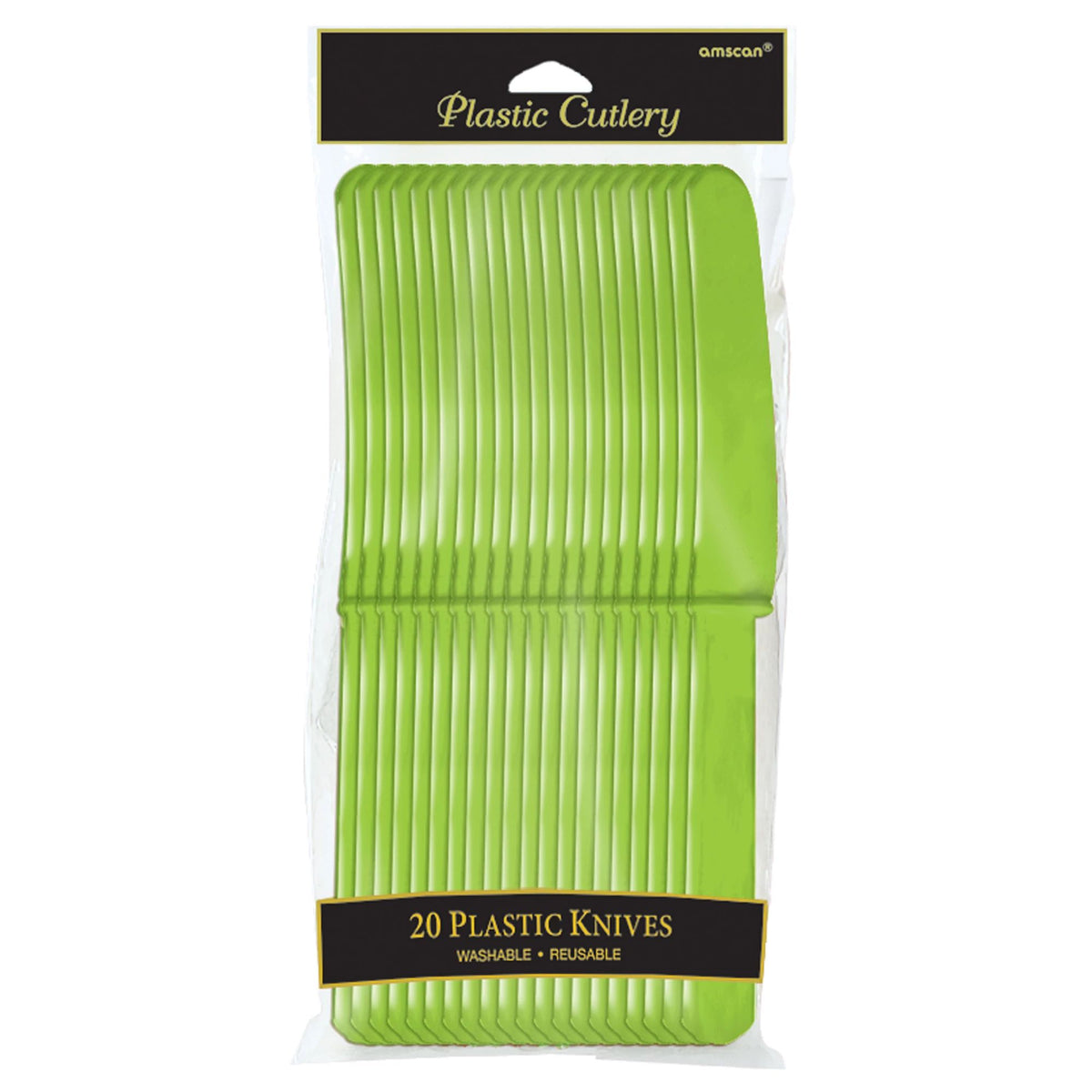 Kiwi Green Plastic Knives - 20 Pack - Case of 72