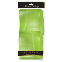 Kiwi Green Plastic Knives - 20 Pack - Pack of 5