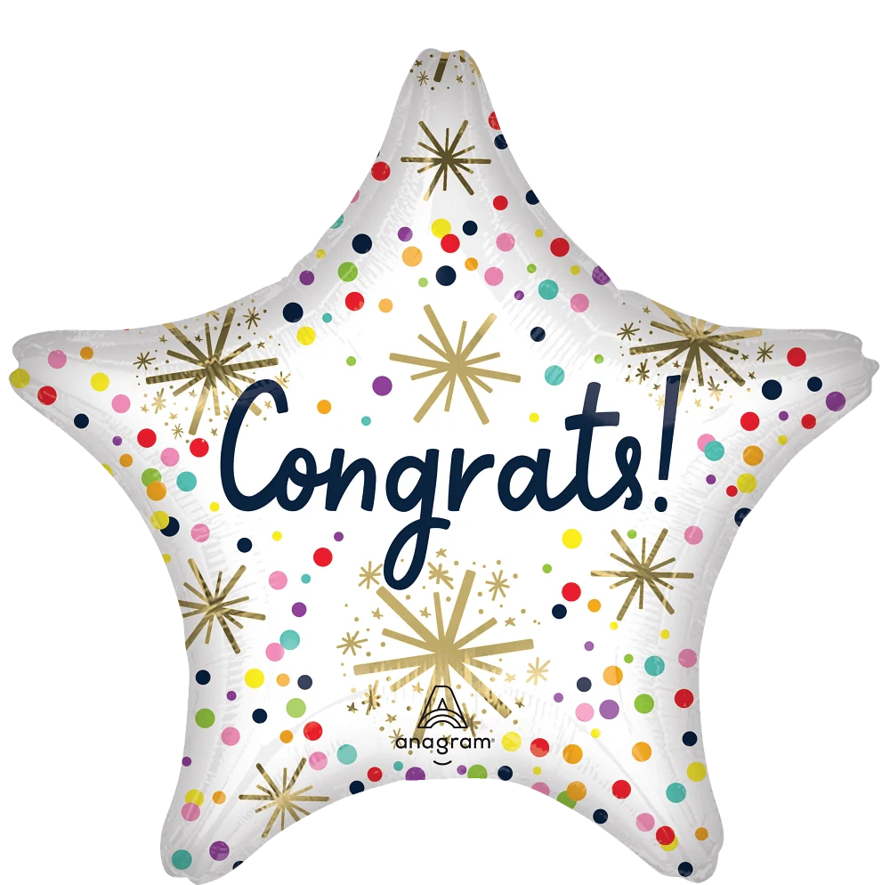 Jumbo Sprinkle Confetti Congrats Foil Balloon - Case of 50