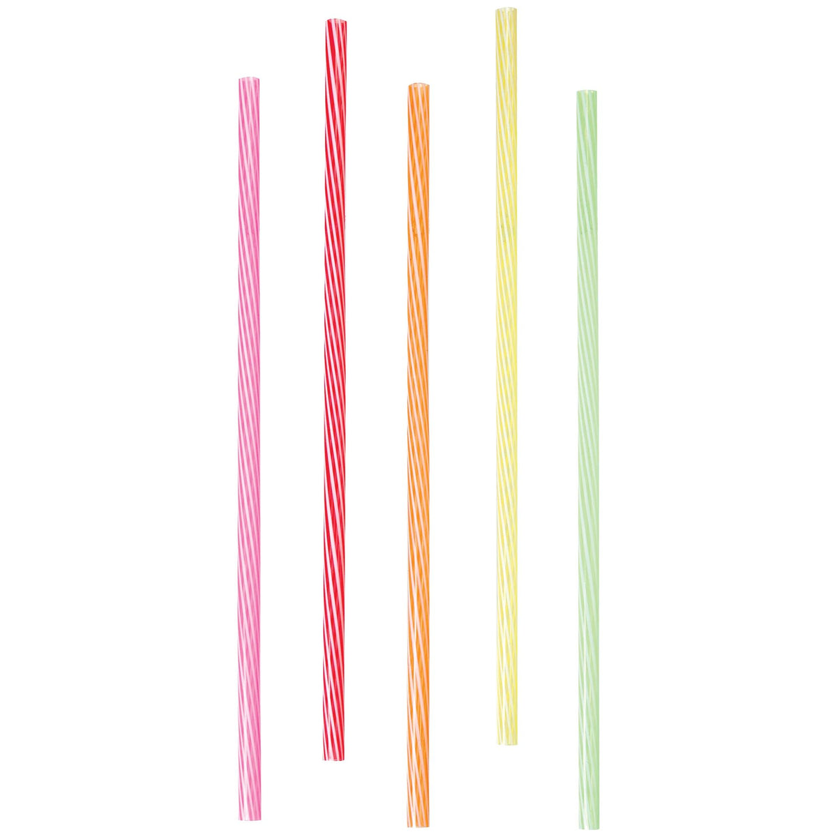 Plastic Reusable Straws, Multi-Colored, Striped, 11-in, 24-ct - Pack of 2