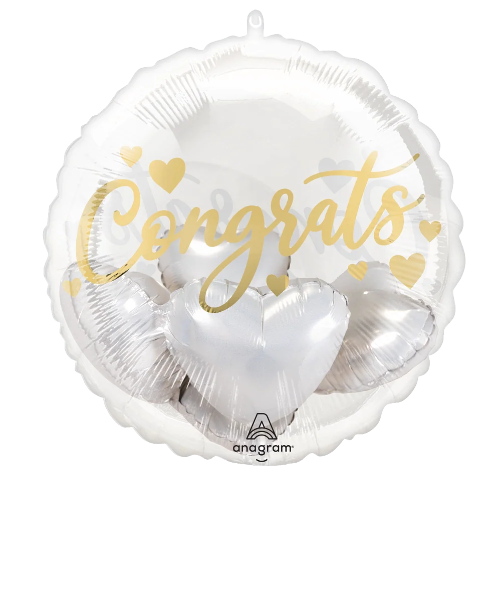 Congrats Hearts Foil Super Shape Balloon - Pack of 5