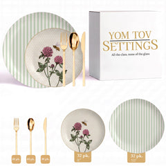 Earthtrends Sweet Life Deluxe Set | Plates & Gold Cutlery | Serves 32