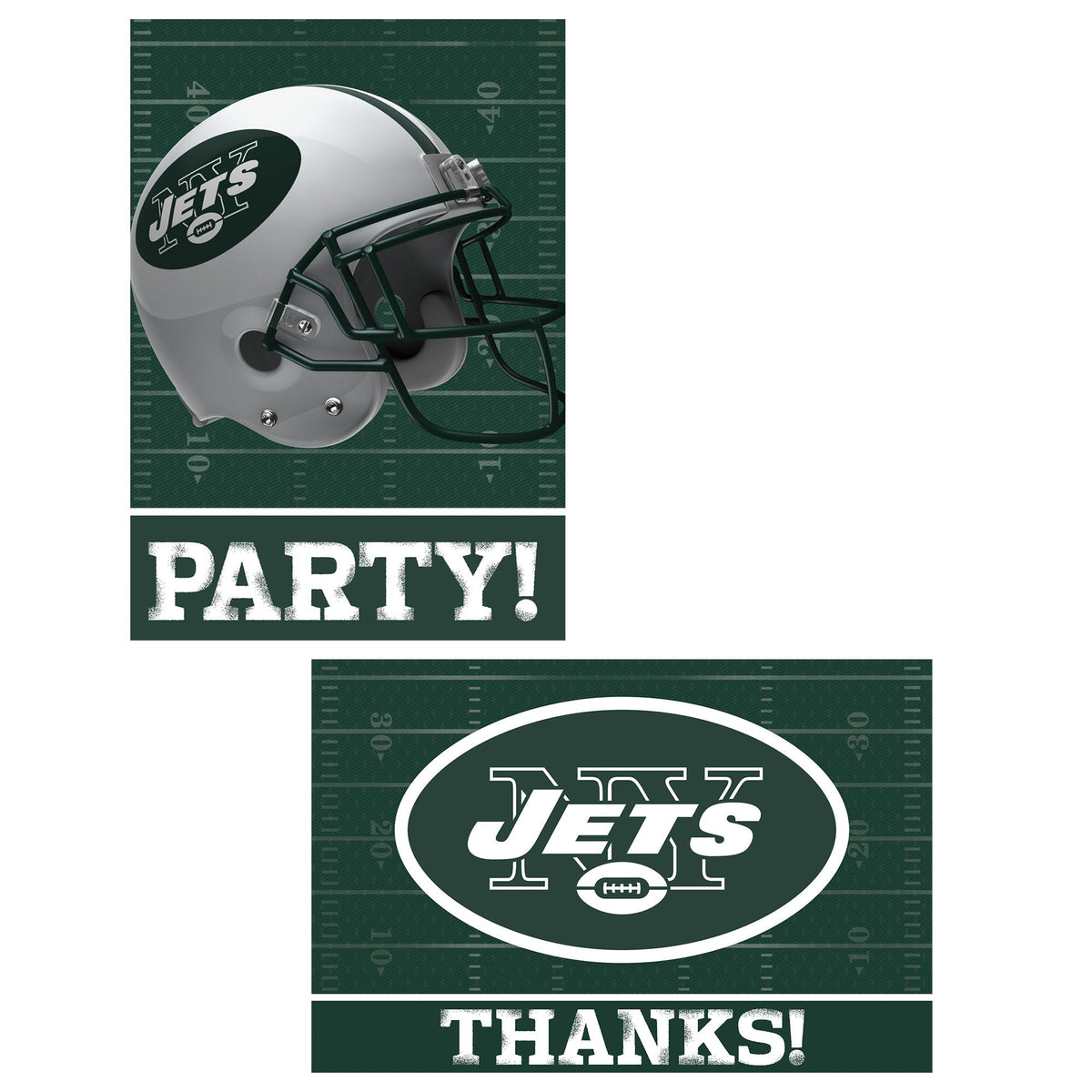New York Jets Party Invitation and Thank You Card Set - Case of 48
