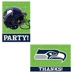 Seattle Seahawks Party Invitation & Thank You Card Set - Pack of 6