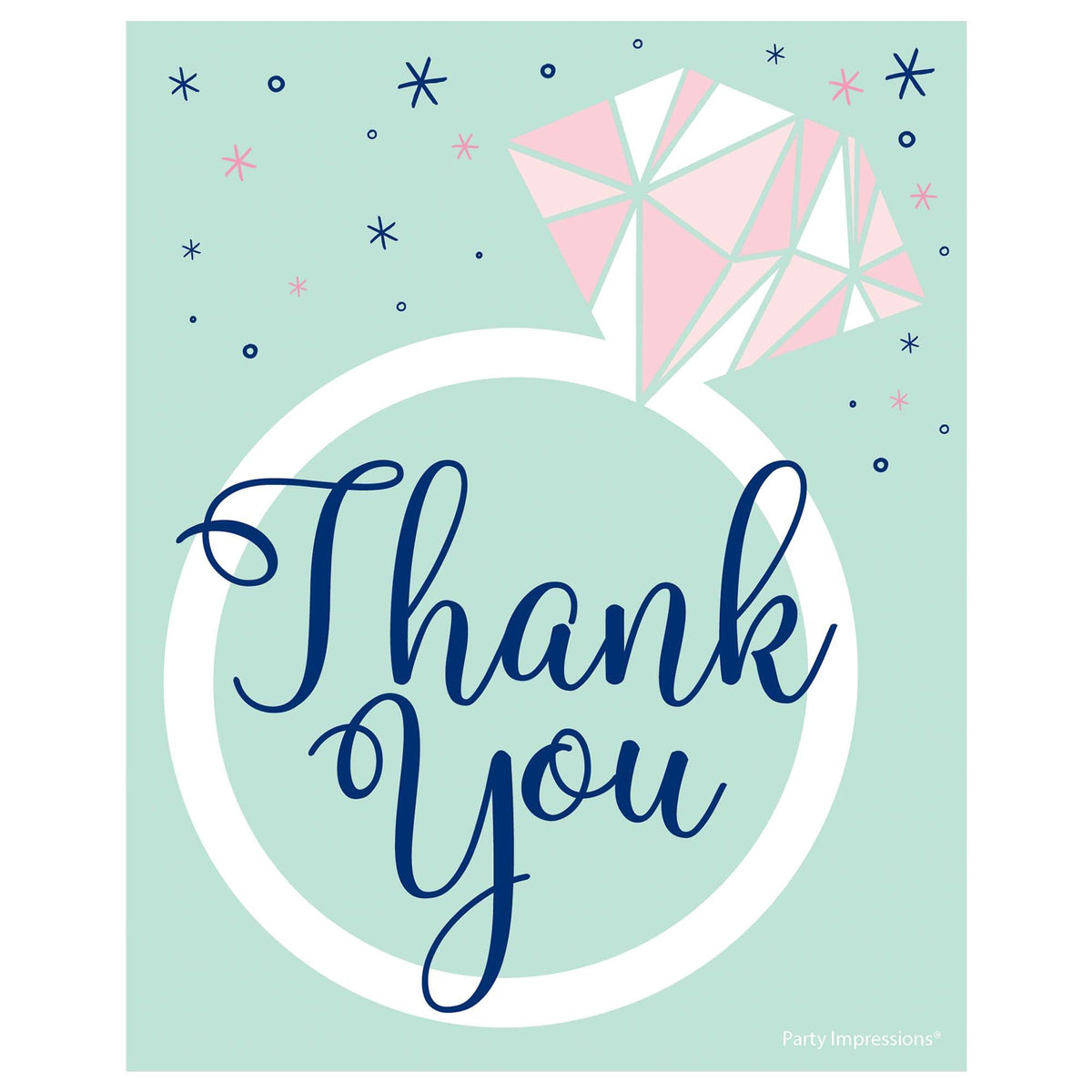 Mint Bridal Shower Thank You Card, 8-ct - Pack of 4