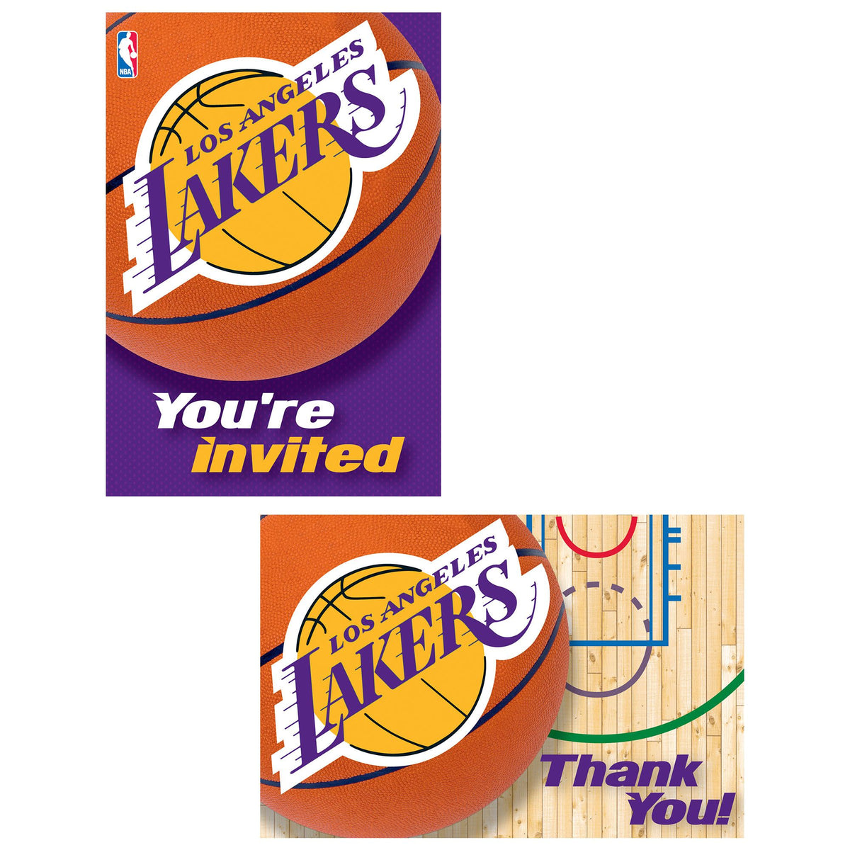 Los Angeles Lakers NBA Invitation & Thank You Card Set - Case of 48