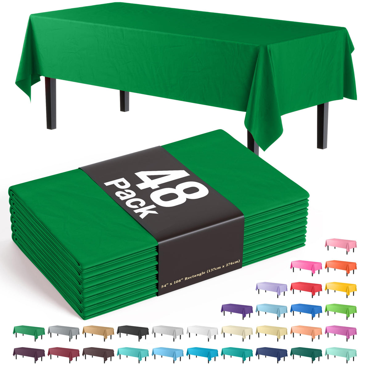 Emerald Green Plastic Table Covers | 48 Count