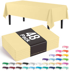 Light Yellow Plastic Table Covers | 48 Count