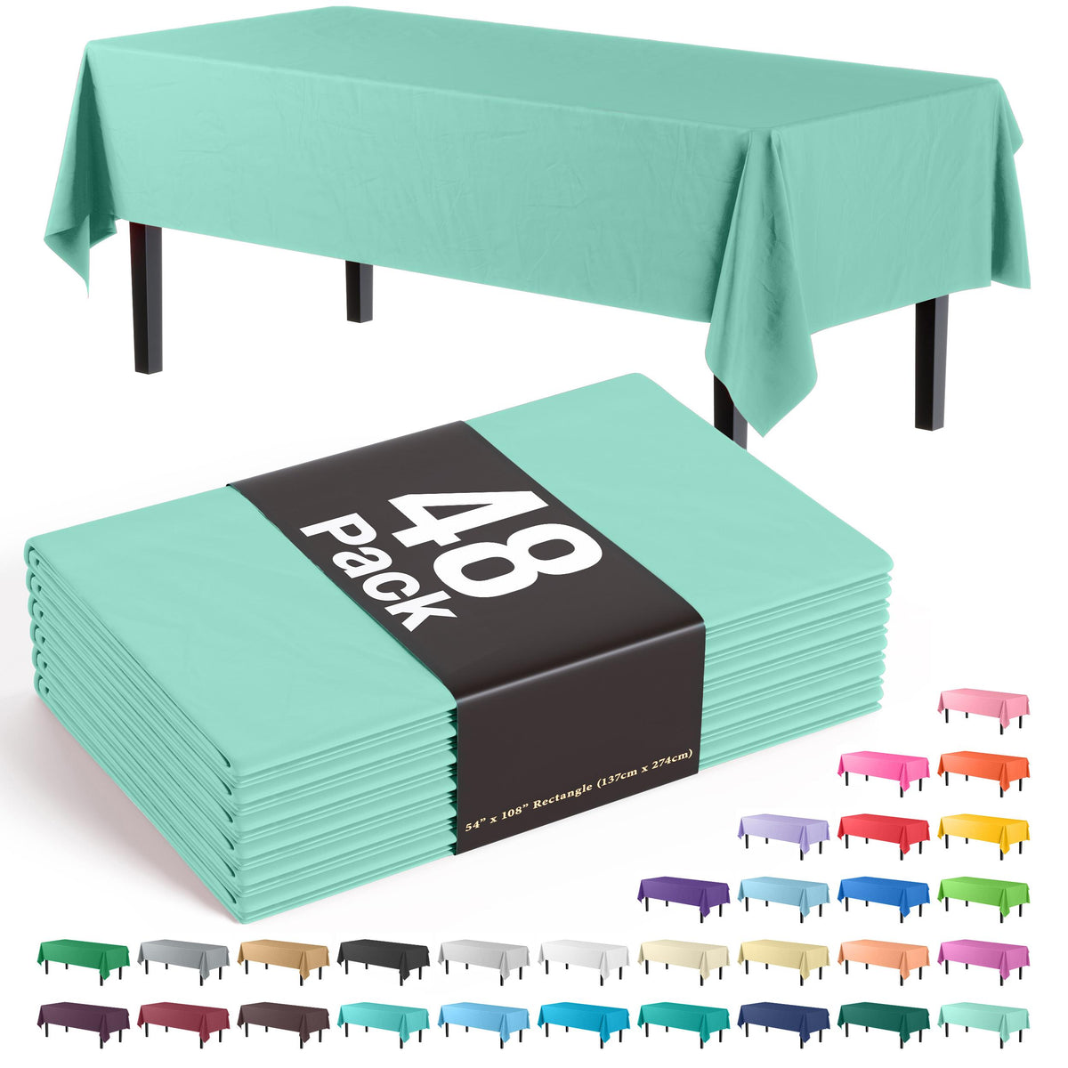 Mint Plastic Table Covers | 48 Count