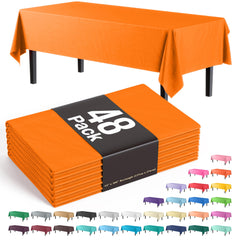 Orange Plastic Table Covers | 48 Count