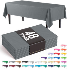 Silver Plastic Table Covers | 48 Count