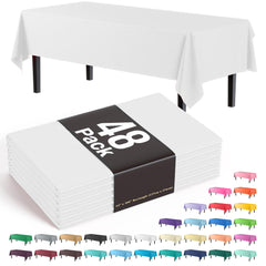 White Plastic Table Covers | 48 Count