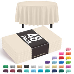 Ivory Round Plastic Table Covers | 48 Count