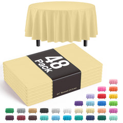 Light Yellow Round Plastic Table Covers | 48 Count