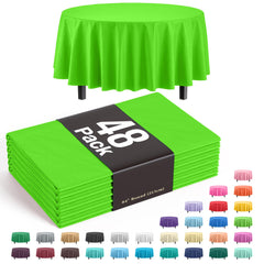 Lime Green Round Plastic Table Covers | 48 Count