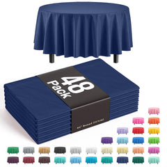 Navy Round Plastic Table Covers | 48 Count