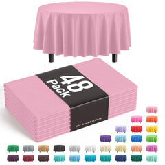 Pink Round Plastic Table Covers | 48 Count