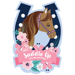 Saddle Up Horse Invitations with Envelopes, Pink/Blue, 8-ct - Pack of 6