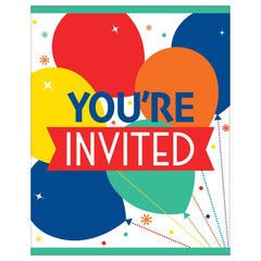 Colorful Balloon Fest Birthday Invitations, 8-ct - Pack of 12