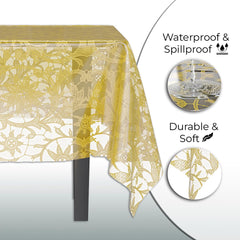 Premium Gold Lace Plastic Table Covers | 12 Count