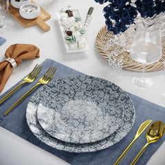 8 In. Garden Damask Design Plastic Plates | 40 Count