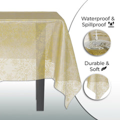 Gold Floral Printed Plastic Table Covers | 48 Count