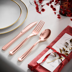 Exquisite Classic Rose Gold Plastic Forks | 120 Count