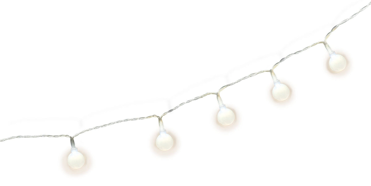 Mini Globe LED Light Up String Lights, White, 5-ft, 10 Lights - Case of 48