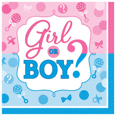 Girl or Boy? Beverage Napkins, Blue/Pink, 5 inch, 16-ct - Case of 72