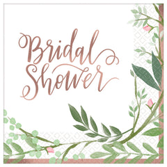 Love & Leaves Beverage Napkins, Floral Greenery, 5-inch, 16-ct - Pack of 12