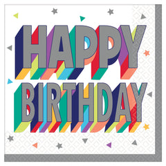 Colorful Happy Birthday Beverage Napkins, 16-ct - Pack of 12