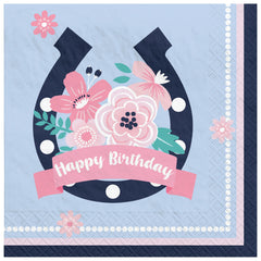 Saddle Up Happy Birthday Beverage Napkins, 5-inch, 16-ct - Pack of 12