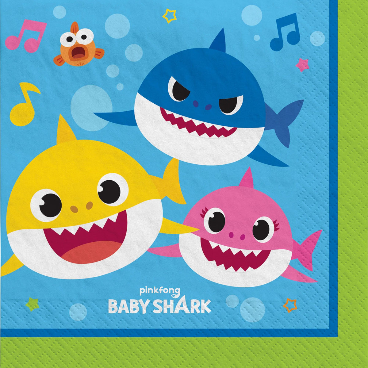 Baby Shark Beverage Napkins, 5-inch, 16-ct, 2-ply - Case of 72