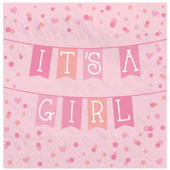 It's a Girl Baby Shower Beverage Napkins, 16-ct - Case of 72