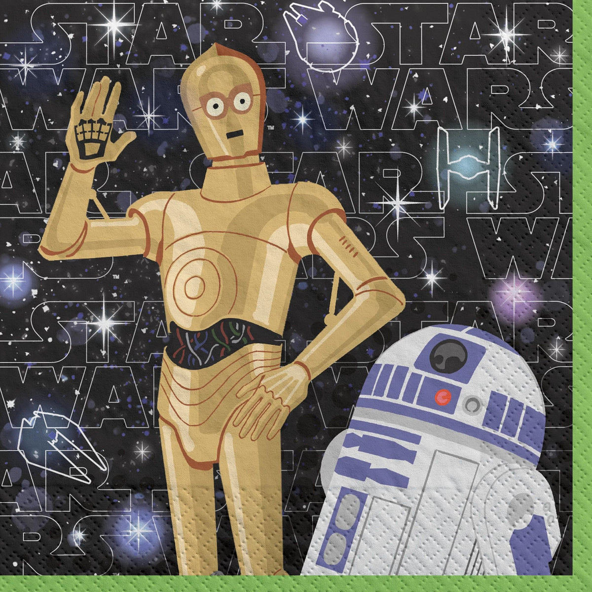 Star Wars C-3PO & R2-D2 Beverage Napkins, Black, 5-inch, 16-ct - Pack of 6