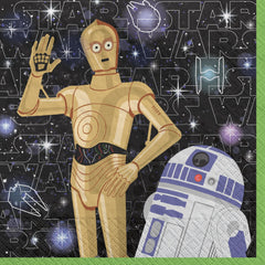 Star Wars C-3PO & R2-D2 Beverage Napkins, Black, 5-inch, 16-ct - Pack of 6